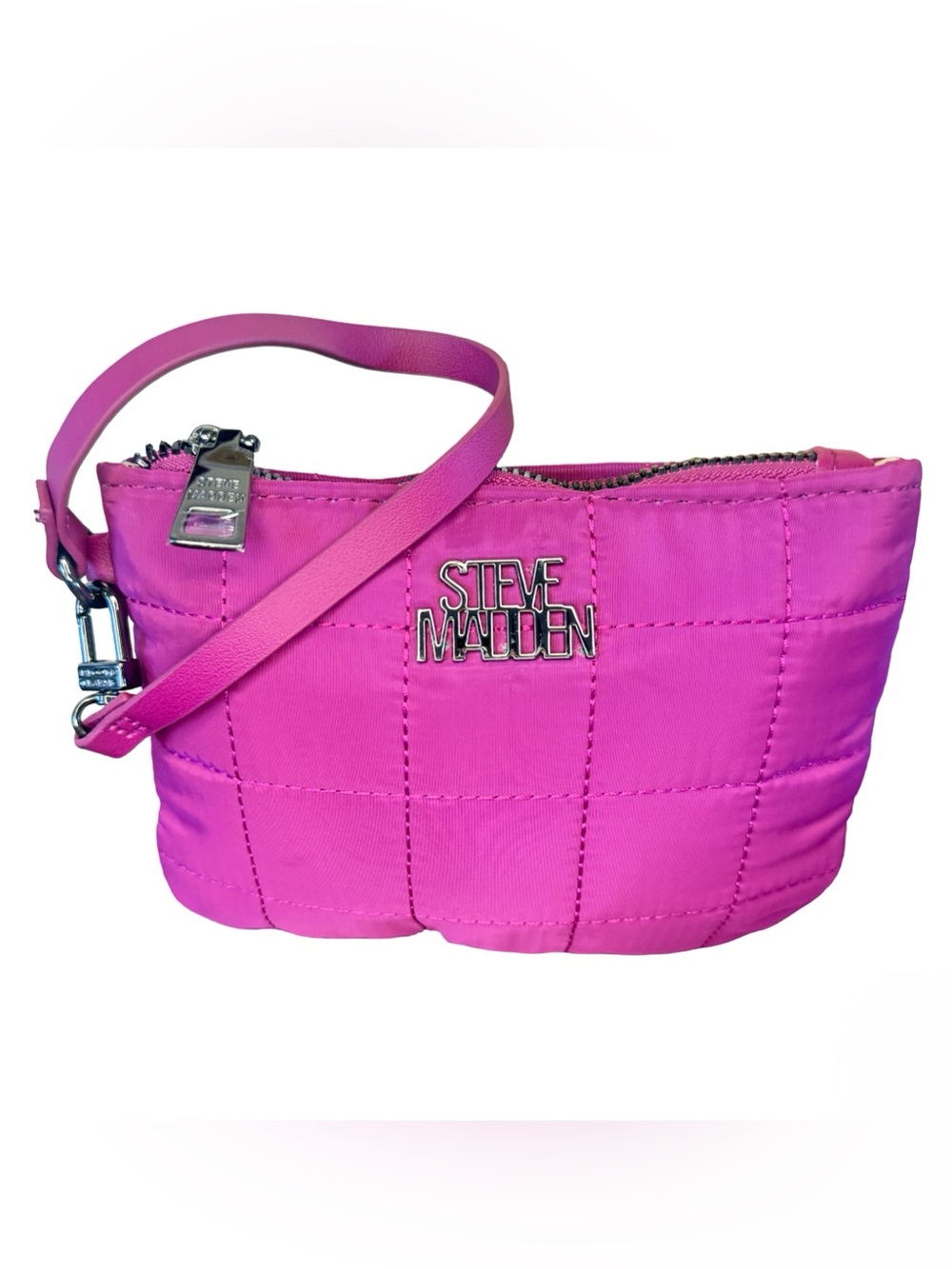 Steve Madden Quilted Nylon Wristlet Clutch in Magenta/Pink